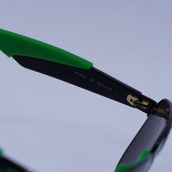 Bottega Veneta BV1231S 001 Sunglasses Black/Green Aviator Frame, Grey Lenses - Picture 6 of 11